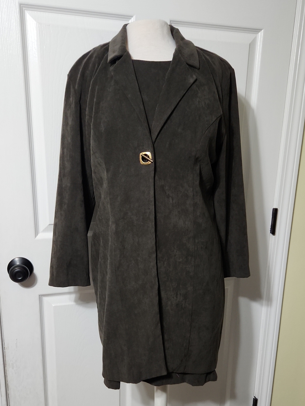 Northern Traditions Deep Olive Green Midi Dress with Jacket, Size 13/14, Vintage